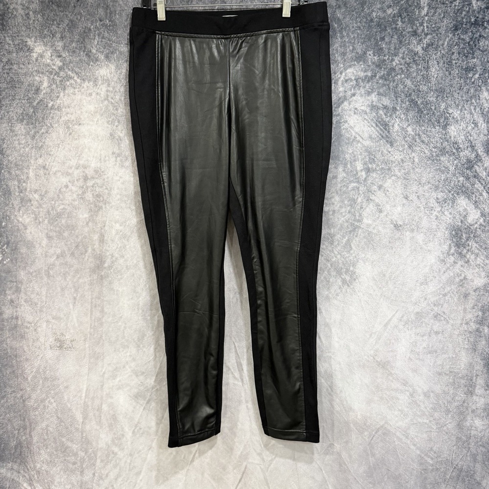nannette lepore Pull On High‎ Waist Faux Leather Rayon Blend Pants L Black